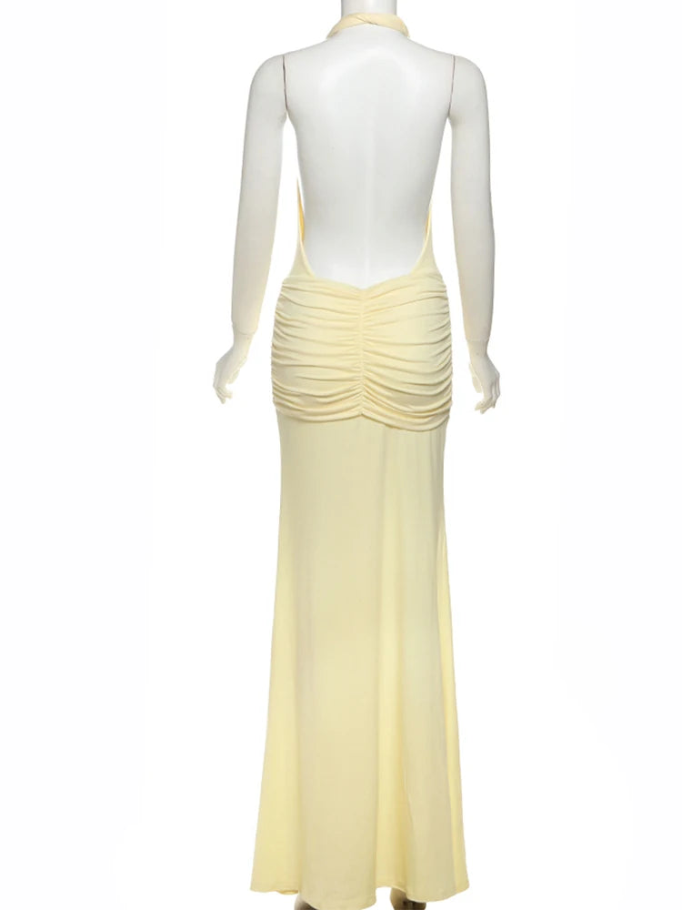 Santorini Twisted Halter Maxi