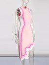 Wavy Body Contour Dress - Pink