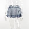 Baddie Pleated Washed Denim Mini Skirt