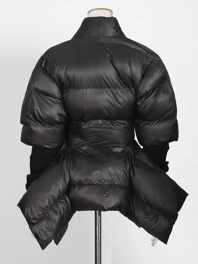 Hourglass Charm Belted Puffer Coat