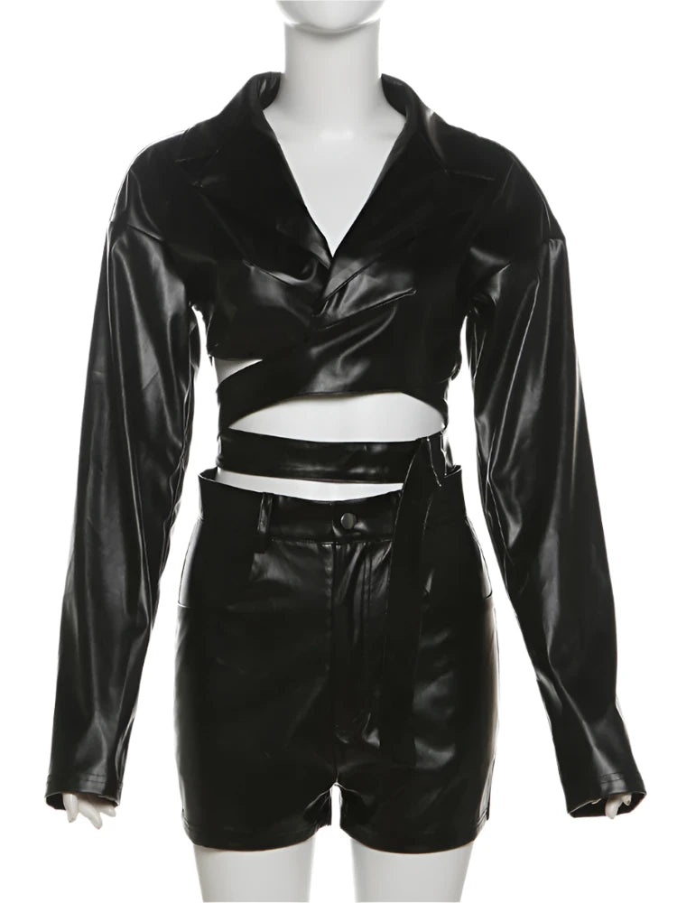 Stacy Faux Leather Two Piece