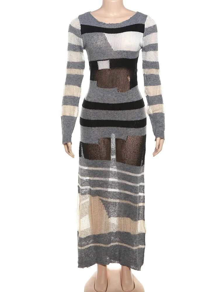 Gia Mesh Insert Sweater Dress