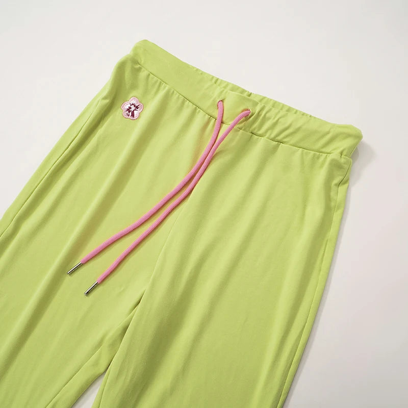 Lime Flare Drawstring Pant Set