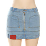 Patchwork Denim Mini Skirt