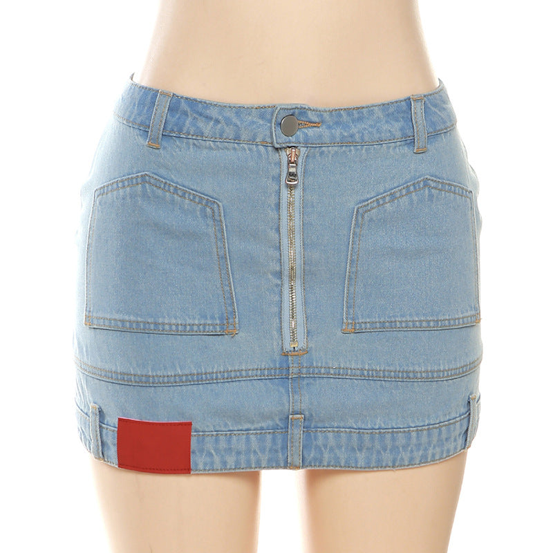 Patchwork Denim Mini Skirt