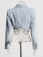 Kira Tassel Denim Cropped Blazer