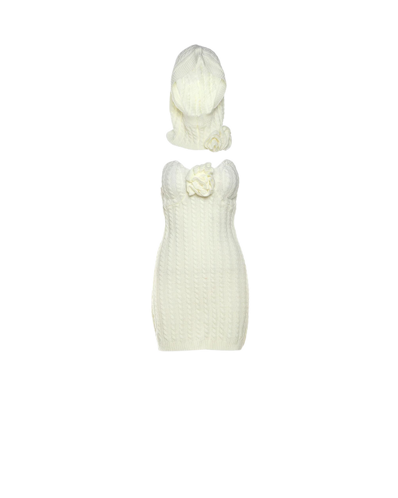 Cream Knit Mini With Hood