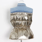 Metallic Denim Drawstring Vest