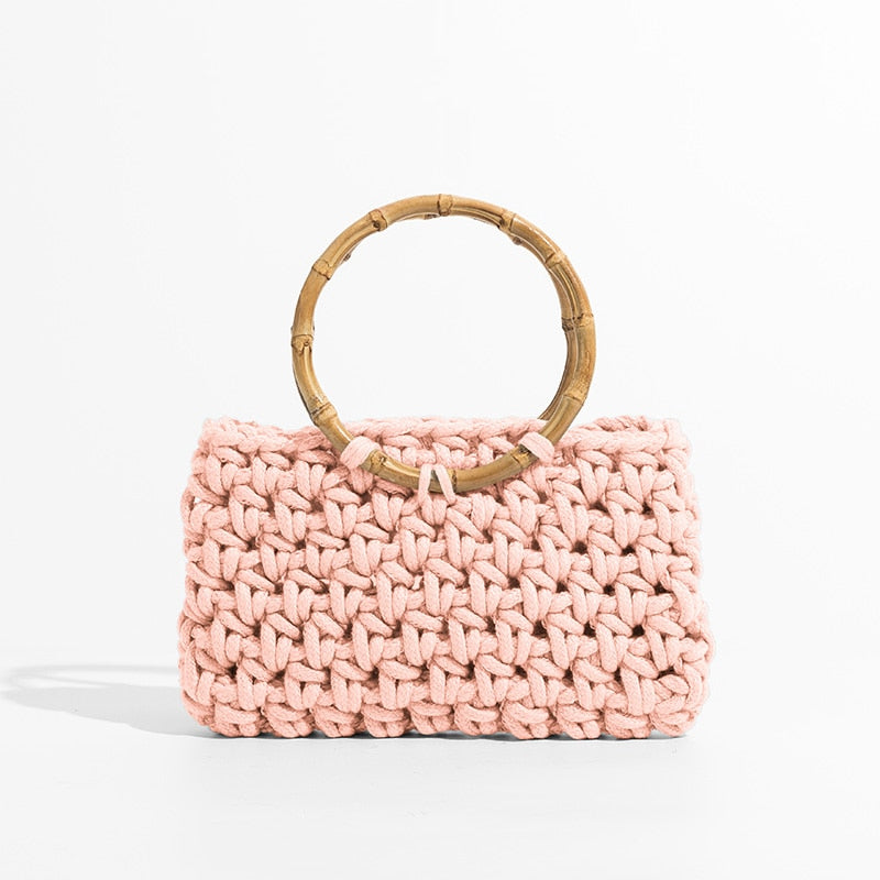 Knit Bamboo Handle Bag