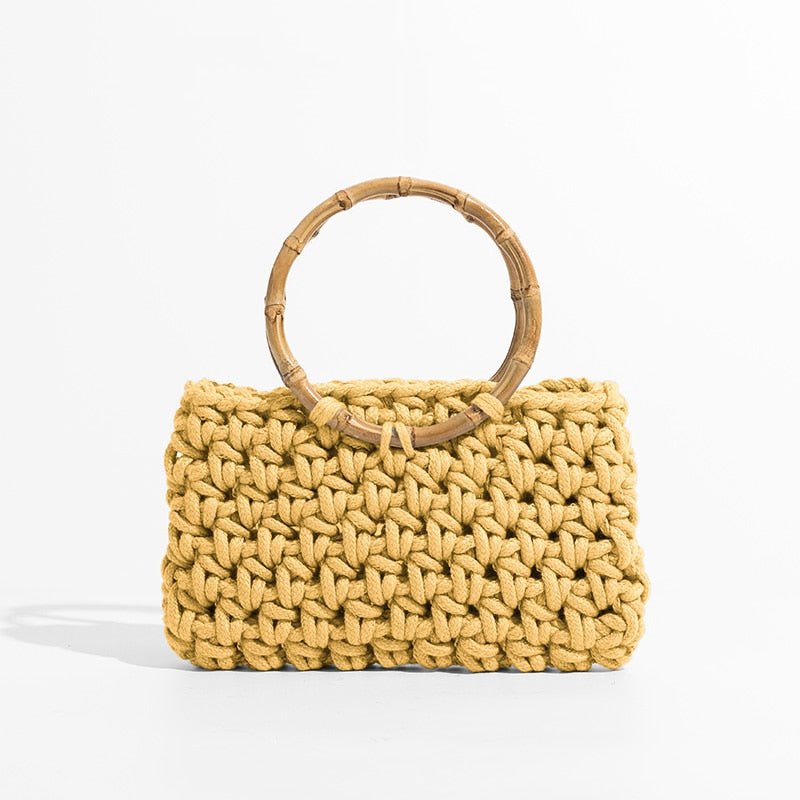 Knit Bamboo Handle Bag