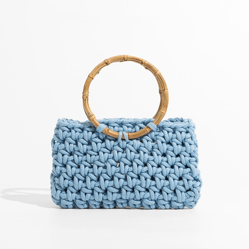 Knit Bamboo Handle Bag