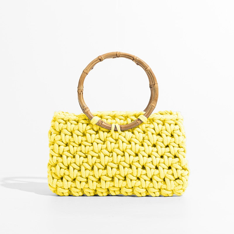 Knit Bamboo Handle Bag