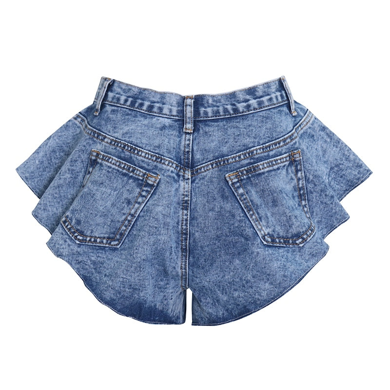 High Waist Ruffle Hem Shorts