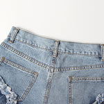 The Side Ruffle Denim Shorts